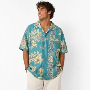 Vintage Reyn Spooner Hawaiian Traditions Aloha Shirt Mens L Blue Floral Cotton